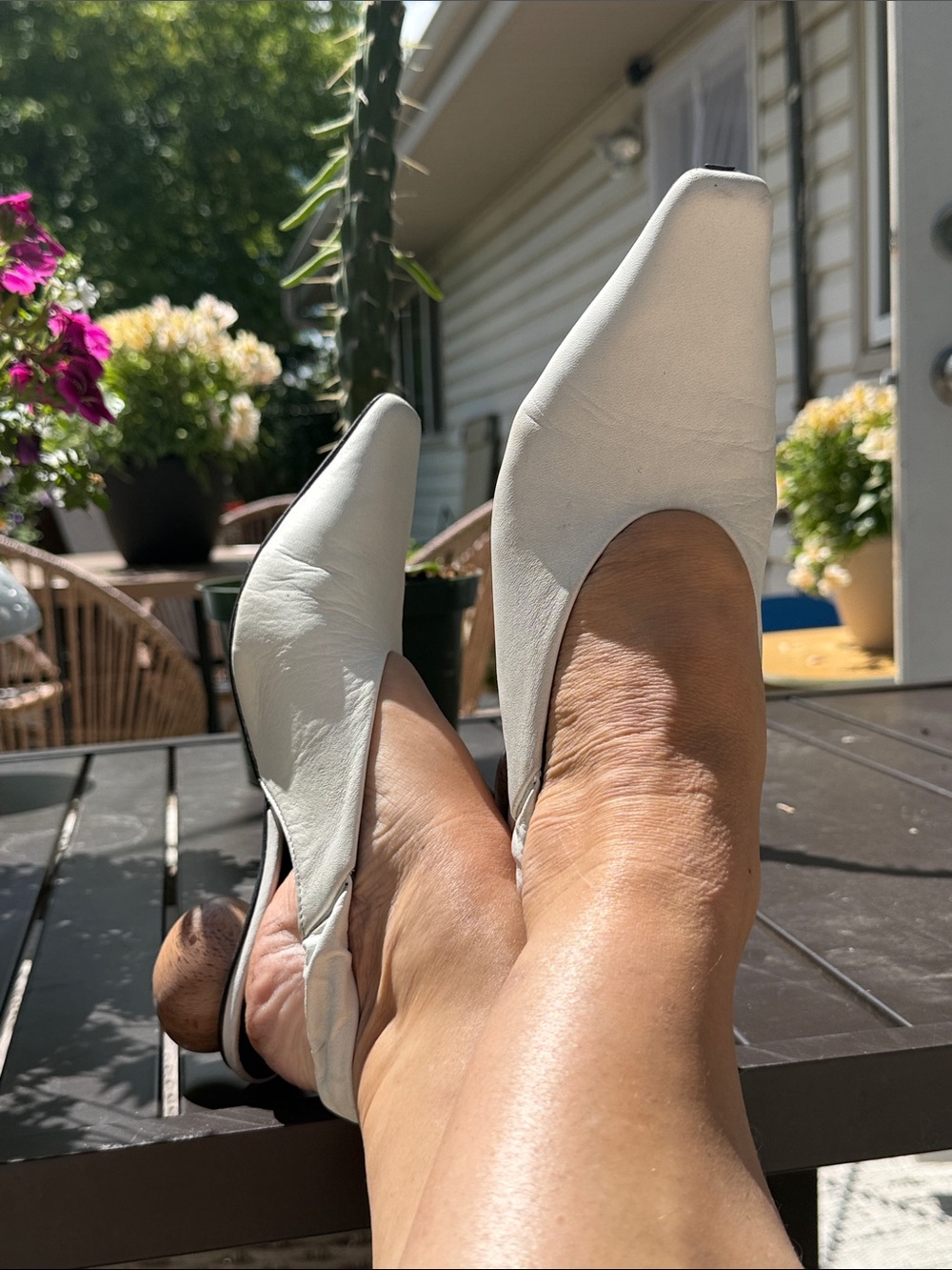 L'Intervalle White Leather Pointed Slingback wooden round heap size 36 (6)) - Picture 12 of 17